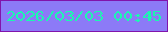 文字の大きさ：5、枠の色：8114ab、背景の色：8c7af7、文字の色：1bf8b0 無料ブログパーツのブログ時計