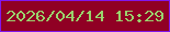 文字の大きさ：5、枠の色：8117ec、背景の色：900024、文字の色：9ad36d 無料ブログパーツのブログ時計