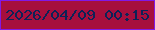 文字の大きさ：2、枠の色：8119e5、背景の色：a60f3d、文字の色：0d2257 無料ブログパーツのブログ時計