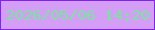 文字の大きさ：2、枠の色：8122f2、背景の色：d59ef6、文字の色：77e59c 無料ブログパーツのブログ時計