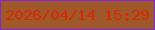 文字の大きさ：4、枠の色：8125dc、背景の色：9e5829、文字の色：d42a05 無料ブログパーツのブログ時計