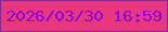 文字の大きさ：2、枠の色：81279b、背景の色：e7377d、文字の色：8701e9 無料ブログパーツのブログ時計