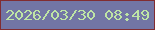 文字の大きさ：1、枠の色：812c31、背景の色：7275a5、文字の色：bee4a5 無料ブログパーツのブログ時計