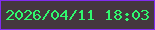 文字の大きさ：4、枠の色：812cee、背景の色：45373e、文字の色：30f96e 無料ブログパーツのブログ時計