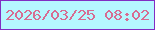 文字の大きさ：5、枠の色：812dc3、背景の色：b5f7ff、文字の色：d76c92 無料ブログパーツのブログ時計