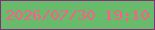 文字の大きさ：4、枠の色：812f78、背景の色：68bb6b、文字の色：fb5e8d 無料ブログパーツのブログ時計