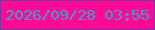 文字の大きさ：1、枠の色：8133a5、背景の色：fe0a95、文字の色：3ba1cc 無料ブログパーツのブログ時計