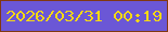 文字の大きさ：5、枠の色：813811、背景の色：6b57d6、文字の色：f6d912 無料ブログパーツのブログ時計
