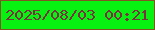 文字の大きさ：3、枠の色：815423、背景の色：07f211、文字の色：783240 無料ブログパーツのブログ時計