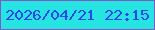 文字の大きさ：3、枠の色：8159c3、背景の色：25e4e1、文字の色：2a47e9 無料ブログパーツのブログ時計