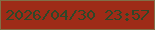 文字の大きさ：3、枠の色：816f47、背景の色：9e2b17、文字の色：2e4729 無料ブログパーツのブログ時計