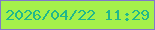 文字の大きさ：4、枠の色：8178ca、背景の色：a5f14b、文字の色：20b88b 無料ブログパーツのブログ時計