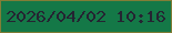 文字の大きさ：5、枠の色：817d36、背景の色：147847、文字の色：252432 無料ブログパーツのブログ時計