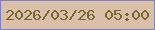 文字の大きさ：1、枠の色：817fc2、背景の色：dbc0a9、文字の色：776635 無料ブログパーツのブログ時計
