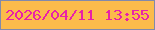 文字の大きさ：5、枠の色：8189ab、背景の色：fbbb4b、文字の色：e921a8 無料ブログパーツのブログ時計