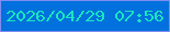 文字の大きさ：5、枠の色：818cf1、背景の色：0271dd、文字の色：19e6bf 無料ブログパーツのブログ時計