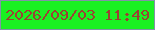 文字の大きさ：2、枠の色：8193a7、背景の色：1af122、文字の色：9b4233 無料ブログパーツのブログ時計