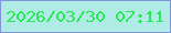 文字の大きさ：2、枠の色：8195d8、背景の色：b1ebe6、文字の色：26e954 無料ブログパーツのブログ時計