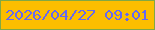 文字の大きさ：3、枠の色：81a844、背景の色：fcbe00、文字の色：6669ef 無料ブログパーツのブログ時計