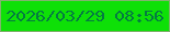 文字の大きさ：2、枠の色：81b26e、背景の色：0ee007、文字の色：047b42 無料ブログパーツのブログ時計