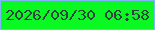 文字の大きさ：1、枠の色：81b4f8、背景の色：0af922、文字の色：2e4340 無料ブログパーツのブログ時計