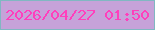 文字の大きさ：3、枠の色：81b7c2、背景の色：c6a2d9、文字の色：ff3fbc 無料ブログパーツのブログ時計