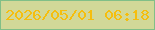 文字の大きさ：1、枠の色：81bf87、背景の色：d2d898、文字の色：f5be0e 無料ブログパーツのブログ時計