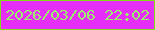 文字の大きさ：2、枠の色：81df18、背景の色：e52ff8、文字の色：9cf16c 無料ブログパーツのブログ時計