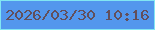 文字の大きさ：3、枠の色：81e6f3、背景の色：5397ed、文字の色：624f5b 無料ブログパーツのブログ時計