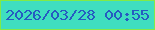 文字の大きさ：1、枠の色：81ea47、背景の色：3fdec0、文字の色：265bc1 無料ブログパーツのブログ時計