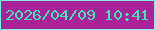 文字の大きさ：2、枠の色：81ede8、背景の色：aa2198、文字の色：3ee6b9 無料ブログパーツのブログ時計