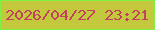 文字の大きさ：1、枠の色：81f044、背景の色：c3c83d、文字の色：c0425c 無料ブログパーツのブログ時計
