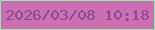 文字の大きさ：5、枠の色：81f3ad、背景の色：ce6eb2、文字の色：874d93 無料ブログパーツのブログ時計