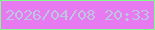 文字の大きさ：1、枠の色：81fe8b、背景の色：e77af0、文字の色：bdc6df 無料ブログパーツのブログ時計