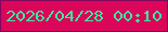 文字の大きさ：3、枠の色：82075f、背景の色：db0559、文字の色：36eca1 無料ブログパーツのブログ時計