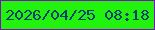 文字の大きさ：1、枠の色：820bbf、背景の色：21f30d、文字の色：023f75 無料ブログパーツのブログ時計