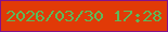 文字の大きさ：1、枠の色：82128e、背景の色：e13a07、文字の色：5db95a 無料ブログパーツのブログ時計