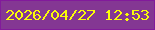文字の大きさ：5、枠の色：821a9b、背景の色：843793、文字の色：fafc09 無料ブログパーツのブログ時計