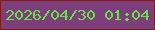 文字の大きさ：5、枠の色：821c11、背景の色：7d3e7b、文字の色：64e446 無料ブログパーツのブログ時計