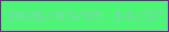 文字の大きさ：3、枠の色：821c96、背景の色：4df577、文字の色：76d9a7 無料ブログパーツのブログ時計