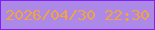 文字の大きさ：5、枠の色：821dfb、背景の色：ac89e7、文字の色：f4a23b 無料ブログパーツのブログ時計