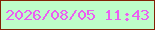 文字の大きさ：5、枠の色：822205、背景の色：bdfdc9、文字の色：eb5ef2 無料ブログパーツのブログ時計