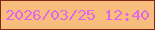 文字の大きさ：3、枠の色：822715、背景の色：f7bd7d、文字の色：e167e9 無料ブログパーツのブログ時計
