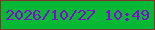 文字の大きさ：2、枠の色：82332f、背景の色：07b835、文字の色：8504d6 無料ブログパーツのブログ時計