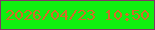 文字の大きさ：5、枠の色：823567、背景の色：10ef10、文字の色：d36b29 無料ブログパーツのブログ時計