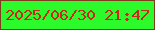 文字の大きさ：4、枠の色：823a1e、背景の色：2dfa2a、文字の色：cd261a 無料ブログパーツのブログ時計