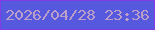 文字の大きさ：1、枠の色：823ce3、背景の色：5658de、文字の色：bb9fc9 無料ブログパーツのブログ時計