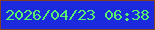 文字の大きさ：2、枠の色：823e27、背景の色：1c2add、文字の色：58ee70 無料ブログパーツのブログ時計