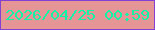文字の大きさ：5、枠の色：8241d3、背景の色：e69596、文字の色：14f2a7 無料ブログパーツのブログ時計