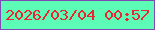 文字の大きさ：4、枠の色：8248b6、背景の色：5dfcb6、文字の色：ee2433 無料ブログパーツのブログ時計